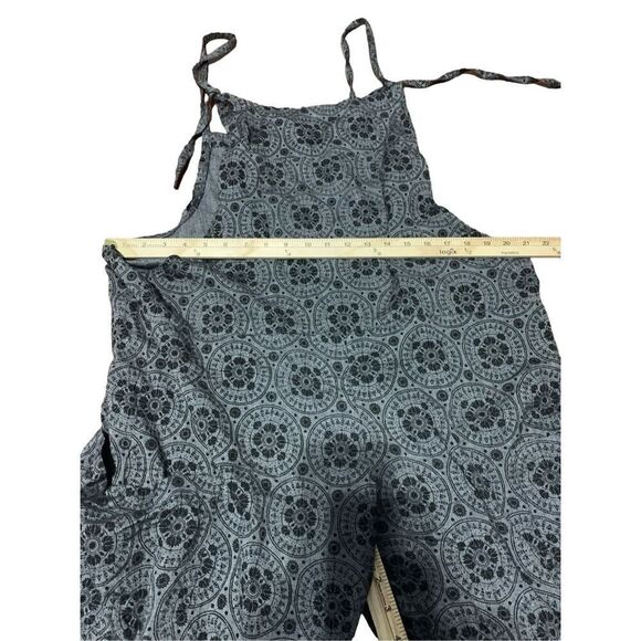 BEAUTIFUL Lakhays Boho Tie Overalls Linen-Like Medallion Wide Leg Lagenlook Ankl - Picture 8 of 9